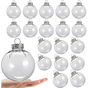 18 pcs DIY Hanging Clear Plastic Fillable Ornaments Balls, 2.36" Inch Transparent Christmas Balls Craft Ornaments for Christmas Tree Decor, Halloween, Birthday, Wedding Decorations (60 mm)