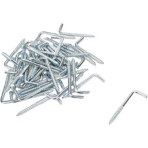 Risbay 50Pcs Long Square Bend Hook,3/4" Screw Hook,Galvanized Square Bend Hook