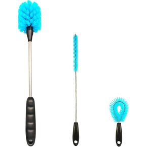 3 Pack Water Bottle Brush Set,Fruit and Vegetable Cleaning Brushes,Long Handle 3-in-1 Stainless Steel Water Bottle Scrubbing Brush,Cleaning for Narrow Sport Bottles, Coffee Mugs, Flask,Baby Bottles