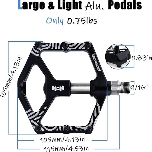 Road Bike Pedals Non-Skip, Aluminum Bicycle Pedals Clipless, Lightweight MTB Pedals Flat w 9/16" Silver Axel, Youth Mountain Bike Pedals w 12Pins for City Commuter BMX Tricycle Bike Pedals in Saudi Arabia