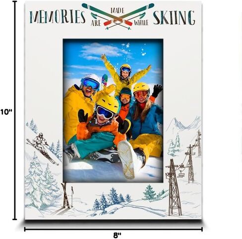 BELLA BUSTA-Ski theme-Memories are Made While Skiing Picture Frame-Ski Trip-Skiing adventures- Family, Friends Mountains Vacation (5x7 VERTICAL) in Kuwait