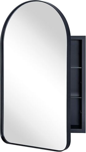 Brushed Gold Arched Recessed Bathroom Medicine Cabinet with Mirror Stainless Steel Metal Framed Rectangular Bathroom Cabinet with Mirror 16x28.3'' in Saudi Arabia