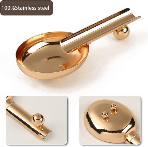 Stainless Steel Ashtray Outdoor Cigar Ashtray - Fashion Cigar Accessories Cigar Tray with Holder, Small and Portable Cigar Holder Ashtray Suitable for Business, Hotel and Gift (Gold) in Saudi Arabia