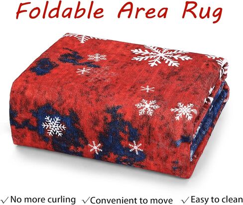 GlowSol Washable Christmas Rug 2x6 Runner Rug Hallway Rug Xmas Holiday Decor Bedroom Carpet Snowflake Non Slip Kitchen Mat Accent Rug Decorative Throw Rug Dining Room Launtry Room Living Room,Red/Blue in Kuwait