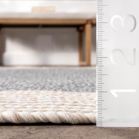 nuLOOM Indoor/Outdoor Braided Solid Border Delaine Area Rug, 6' Round, Grey in Kuwait