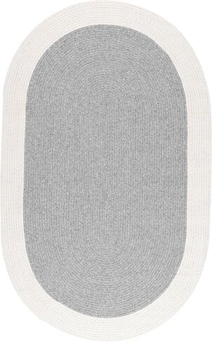 nuLOOM Indoor/Outdoor Braided Solid Border Delaine Area Rug, 6' Round, Grey in Kuwait