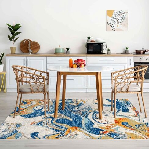 LUXE WEAVERS Abstract Artistic Indoor Area Rug, Blue, 8x10 in Kuwait