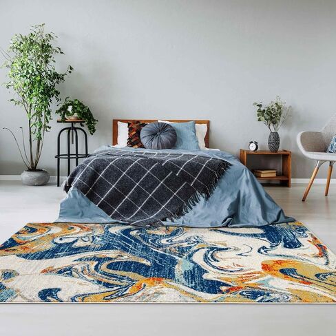 LUXE WEAVERS Abstract Artistic Indoor Area Rug, Blue, 8x10 in Kuwait