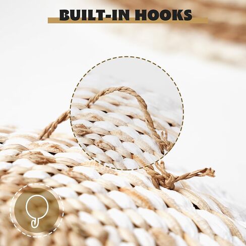 HOMQUIET 11 Pack Boho Wall Basket Decor, Handmade Rattan Wicker Seagrass Round Wall Baskets with Woven Hook, Hanging Woven Basket Decor for Farmhouse Bedroom, Living Room, Dining Room, Office in Saudi Arabia
