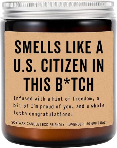 Smells Like Us Citizen in This Bitch Candle - American Citizenship Gift - New Us Citizen - New American Gift - USA Citizenship Candle - Lavender Fragrance - 8Oz Soy Wax Candle in Saudi Arabia