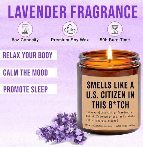 Smells Like Us Citizen in This Bitch Candle - American Citizenship Gift - New Us Citizen - New American Gift - USA Citizenship Candle - Lavender Fragrance - 8Oz Soy Wax Candle in Saudi Arabia