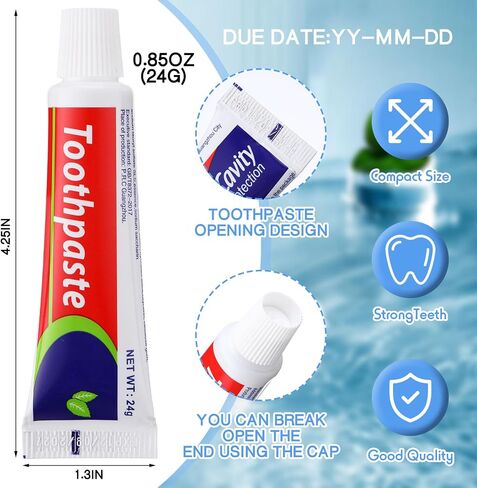 50 Pcs 0.85oz Mini Toothpaste Bulk Regular Toothpaste Clean Mint Toothpaste, Helps Freshens Breath, Travel Size Toothpaste Small Toothpaste for Home Hotel Office School Travel in Saudi Arabia