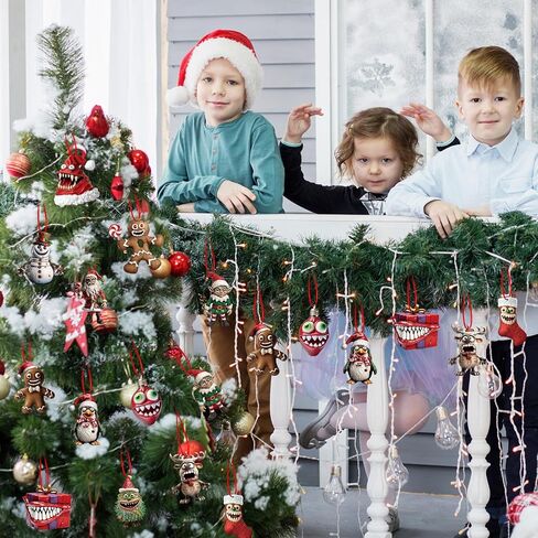 36 جهاز كمبيوتر شخصى نمط الرعب هالوين شجرة عيد الميلاد الحلي الخشبية زينة الزنجبيل رجل زومبي الوحش القاتل ثلج قزم البطريق الأيائل زخرفة الرعب لعيد الميلاد عيد الهالوين شجرة ديكور in Kuwait