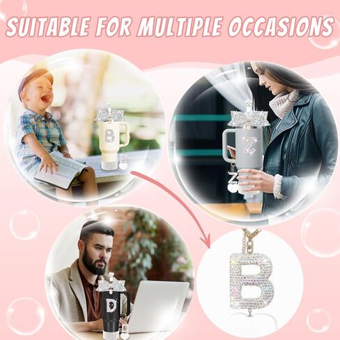 إكسسوارات كأس ستانلي 30 و 40 أونصة من إكسسوارات كأس ستانلي المكونة من قش ستانلي الماسي وزخرفة القوس والكوب الماسي ومجموعة الحروف الماسية in Saudi Arabia