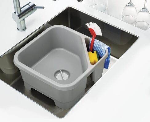 Joseph Joseph Duo Square Wash Dish Basin for Kitchen and RV Basin with Cutlery, Sponges and Brushes Compartment, Grey in Saudi Arabia