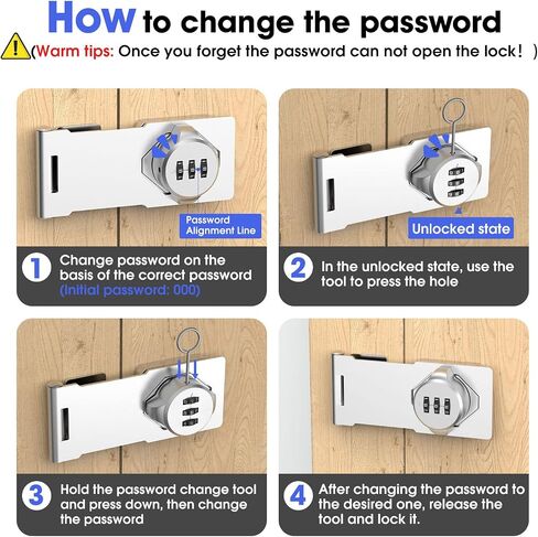 4 حزم أقفال ميكانيكية دوارة لكلمة المرور، أقفال خزانة مع مجموعة، أقفال بوابة أمان للأبواب الصغيرة، الخزانات، باب الحظيرة، الحمام، في الهواء الطلق، خزانة، سياج in Kuwait