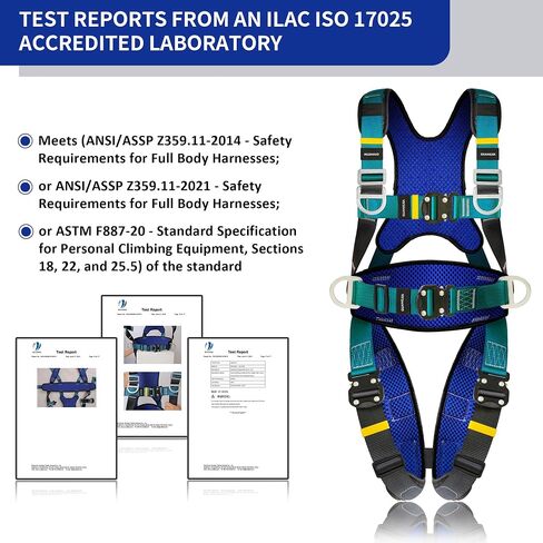Full Body Protection Safety Harness 5pt Adjustment Safe Comfortable Construction Positioning Extra LongThick Leg Back Padded Push Button Quick Lock Buckle OSHA/ANSI compliant in Saudi Arabia