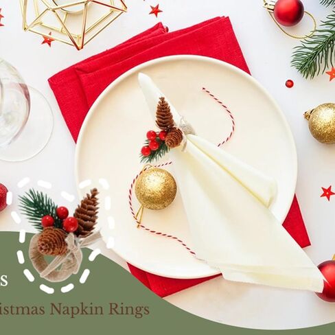 12 Pieces Christmas Napkin Rings - Thanksgiving Napkin Holders Set of 12 Rustic Wreath Napkin Rings for Xmas in Kuwait