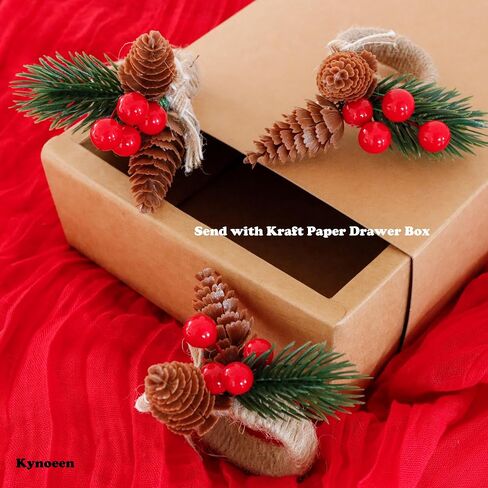 12 Pieces Christmas Napkin Rings - Thanksgiving Napkin Holders Set of 12 Rustic Wreath Napkin Rings for Xmas in Kuwait
