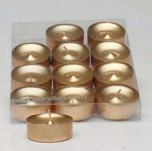 Metallic Shimmer Gold Tealight Candles, Set of 12 Tea Lights by TL in Saudi Arabia