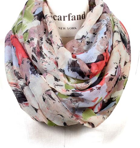 Scarf& Romantic Rose & Flower Spring Fashion Lightweight Versatile Infinity Scarves (Floral Red), One-Size in Saudi Arabia