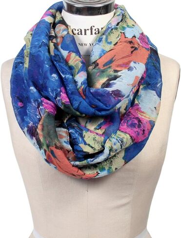 Scarf& Romantic Rose & Flower Spring Fashion Lightweight Versatile Infinity Scarves (Floral Red), One-Size in Saudi Arabia