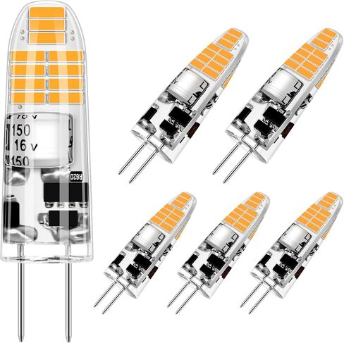 لمبة G4 LED، لمبة G4 ثنائية الدبوس 2 وات 12 فولت، استبدال لمبة هالوجين G4 20 وات، أبيض دافئ 3000 ك، بدون وميض، إضاءة الثريا/إضاءة المناظر الطبيعية/إضاءة الميكروويف (6 عبوات) in Saudi Arabia