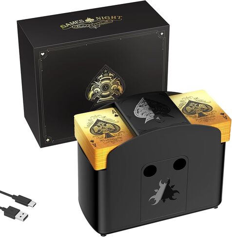 Fully Automatic Card Shuffler 1-2 Deck,USB/Battery Operated Electric Shuffler, Lower Noise Playing Card Shuffle for UNO,Poker, Phase 10,Skip-Bo,Blackjack（Black） in Saudi Arabia