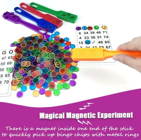 Magnetic Wands and Bingo Chips Game Tokens Educational STEM Kits for Learning, Sensory Bins, Science, Counting & Sorting 5-Pack & 500 Metal Chips in Saudi Arabia