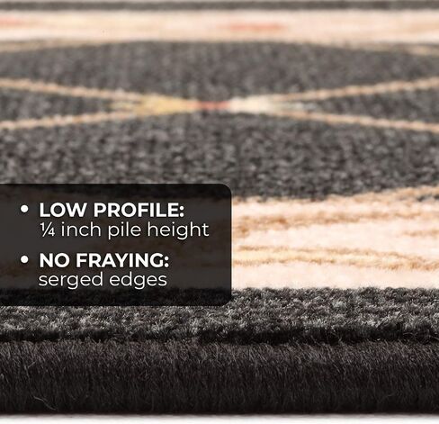 House, Home and More Skid-Resistant Carpet Runner – Traditional Lattice with Floral Border – Ebony Black – 12 Feet X 26 Inches in Saudi Arabia