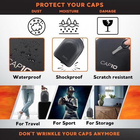 CAP10 Premium Hat Travel Case & Box - Superior Vegan Leather Cap Carrier & Organizer for Baseball Caps, New Era | Stylish Travel Hat Box for Ultimate Storage & Protection, Detachable Eyewear Box in Saudi Arabia