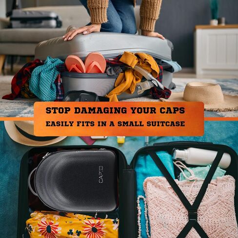CAP10 Premium Hat Travel Case & Box - Superior Vegan Leather Cap Carrier & Organizer for Baseball Caps, New Era | Stylish Travel Hat Box for Ultimate Storage & Protection, Detachable Eyewear Box in Saudi Arabia