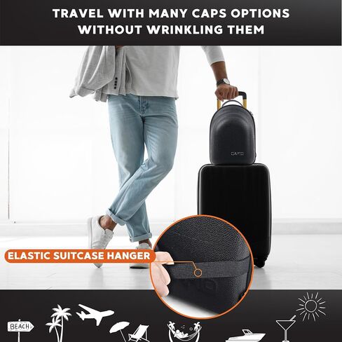 CAP10 Premium Hat Travel Case & Box - Superior Vegan Leather Cap Carrier & Organizer for Baseball Caps, New Era | Stylish Travel Hat Box for Ultimate Storage & Protection, Detachable Eyewear Box in Saudi Arabia