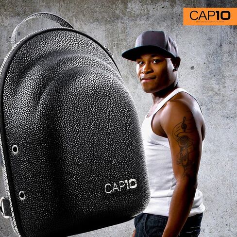 CAP10 Premium Hat Travel Case & Box - Superior Vegan Leather Cap Carrier & Organizer for Baseball Caps, New Era | Stylish Travel Hat Box for Ultimate Storage & Protection, Detachable Eyewear Box in Saudi Arabia