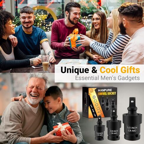 Stocking Stuffers for Men, Mens Gifts for Christmas, Impact Swivel Socket Set Gadgets Tools for Men, CR-MO 1/4" 3/8" 1/2" Wobble Universal Joint Sockets Extension, Stocking Stuffers for Adults Women in Saudi Arabia