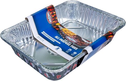 Kingsford Heavy Duty All-Purpose Aluminum Pans, With Printed Kinsgford Design on Sides 2 Pack | Disposable Aluminum Foil Pans Ideal for Cooking, Baking, Steaming, Grilling, & Smoking in Saudi Arabia