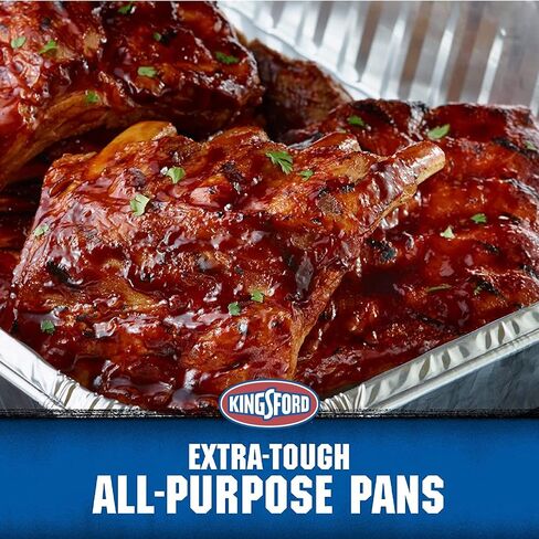 Kingsford Heavy Duty All-Purpose Aluminum Pans, With Printed Kinsgford Design on Sides 2 Pack | Disposable Aluminum Foil Pans Ideal for Cooking, Baking, Steaming, Grilling, & Smoking in Saudi Arabia