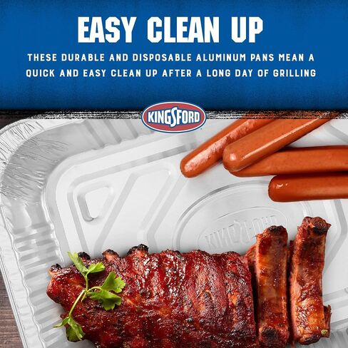 Kingsford Heavy Duty All-Purpose Aluminum Pans, With Printed Kinsgford Design on Sides 2 Pack | Disposable Aluminum Foil Pans Ideal for Cooking, Baking, Steaming, Grilling, & Smoking in Saudi Arabia