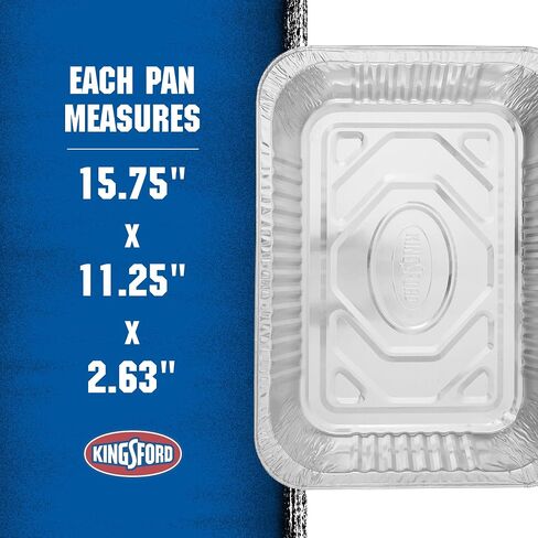 Kingsford Heavy Duty All-Purpose Aluminum Pans, With Printed Kinsgford Design on Sides 2 Pack | Disposable Aluminum Foil Pans Ideal for Cooking, Baking, Steaming, Grilling, & Smoking in Saudi Arabia