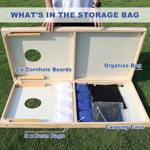 مجموعة ألواح ثقب الذرة الفاخرة من الخشب الصلب، اختر ألعاب ثقب الذرة مقاس 4 × 2 بوصة أو 3 × 2 بوصة للبالغين، تتضمن مجموعة من 8 أكياس رمي ثقب الذرة مع حقيبة حمل، وألعاب العشب للبالغين والعائلة في الهواء الطلق in Kuwait