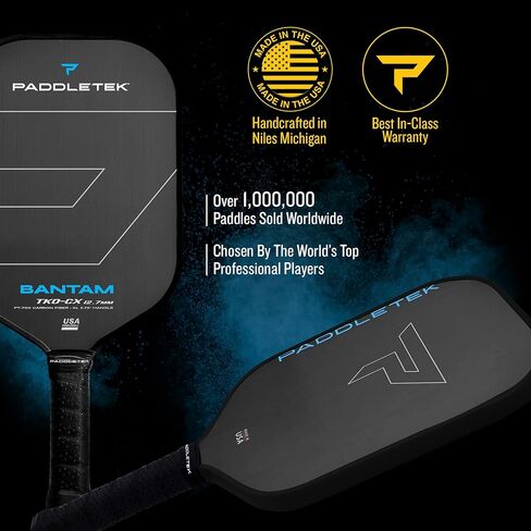 Paddletek Bantam TKO-CX 12.7mm Pickleball Paddles with Polymer Honeycomb Core - Unidirectional Carbon Fiber – Torsional Weighting & High Tack Performance Grip - USAPA Approved - 5.75 Inch Handle in Saudi Arabia
