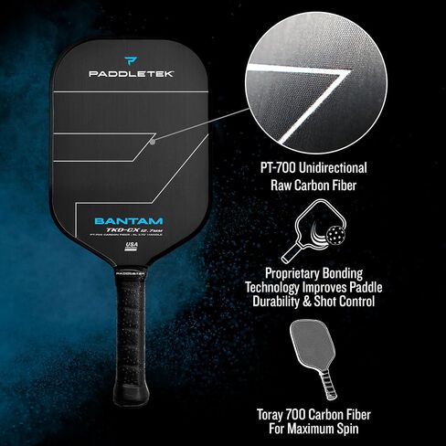 Paddletek Bantam TKO-CX 12.7mm Pickleball Paddles with Polymer Honeycomb Core - Unidirectional Carbon Fiber – Torsional Weighting & High Tack Performance Grip - USAPA Approved - 5.75 Inch Handle in Saudi Arabia