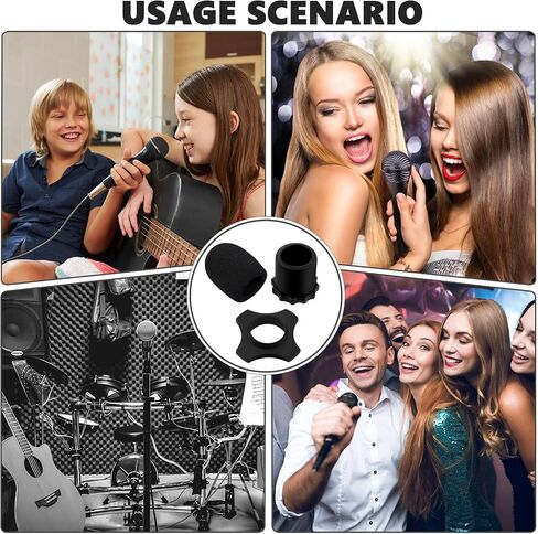 Flutesan 8 Set Shakeproof Wireless Handheld Microphone Protection Silicone Ring Anti Rolling Bottom Rod Sleeve Holder Windscreen Covers Foam Filter for KTV Mic Device, Colors in Kuwait