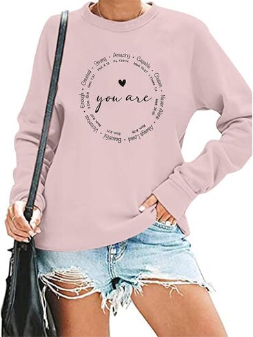 Christian Sweatshirts for Women Faith Jesus You Are Enough Inspirational Shirts Blessed Saying Positive Pullover Top in Saudi Arabia