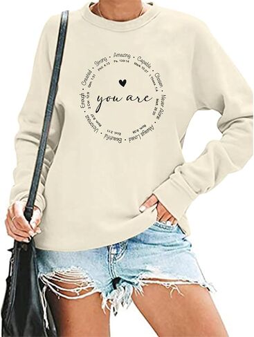 Christian Sweatshirts for Women Faith Jesus You Are Enough Inspirational Shirts Blessed Saying Positive Pullover Top in Saudi Arabia