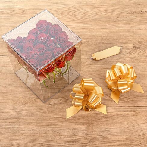 Restaurantware Gift Tek 5.5 بوصة أقواس سحب الشريط 10 أقواس سحب من الساتان - 20 حلقة تصميم سحب فوري أقواس زهور بلاستيكية بيضاء للهدايا كبيرة لسلال الزفاف وتغليف الهدايا in Saudi Arabia