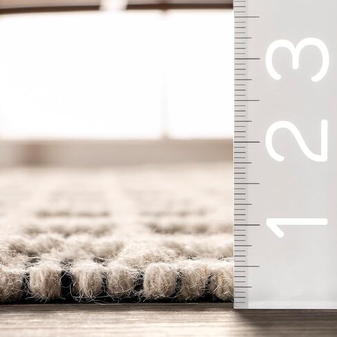 Rugs USA x Arvin Olano Parker Check Textured Area Rug, 8x10, Ivory in Kuwait