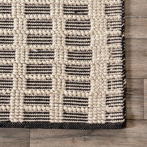 Rugs USA x Arvin Olano Parker Check Textured Area Rug, 8x10, Ivory in Kuwait