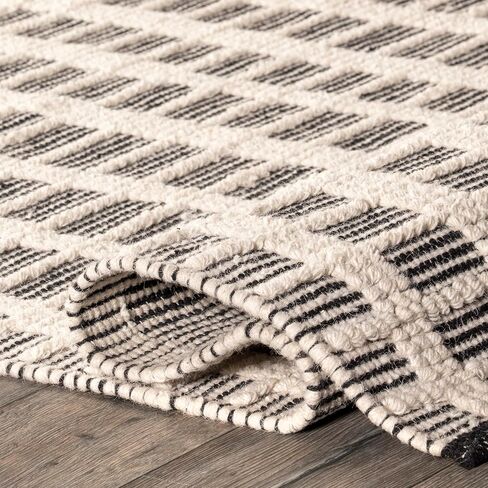 Rugs USA x Arvin Olano Parker Check Textured Area Rug, 8x10, Ivory in Kuwait
