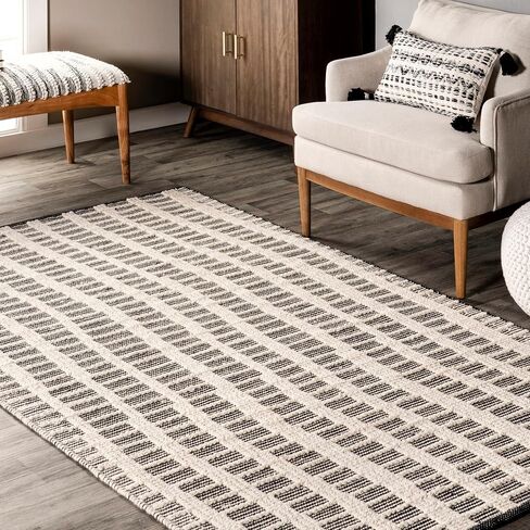 Rugs USA x Arvin Olano Parker Check Textured Area Rug, 8x10, Ivory in Kuwait